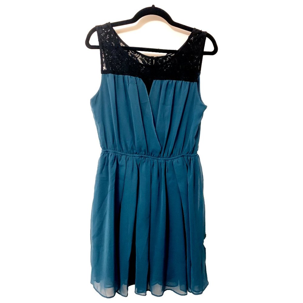 Eclipse Teal Green and Black Lace Dress